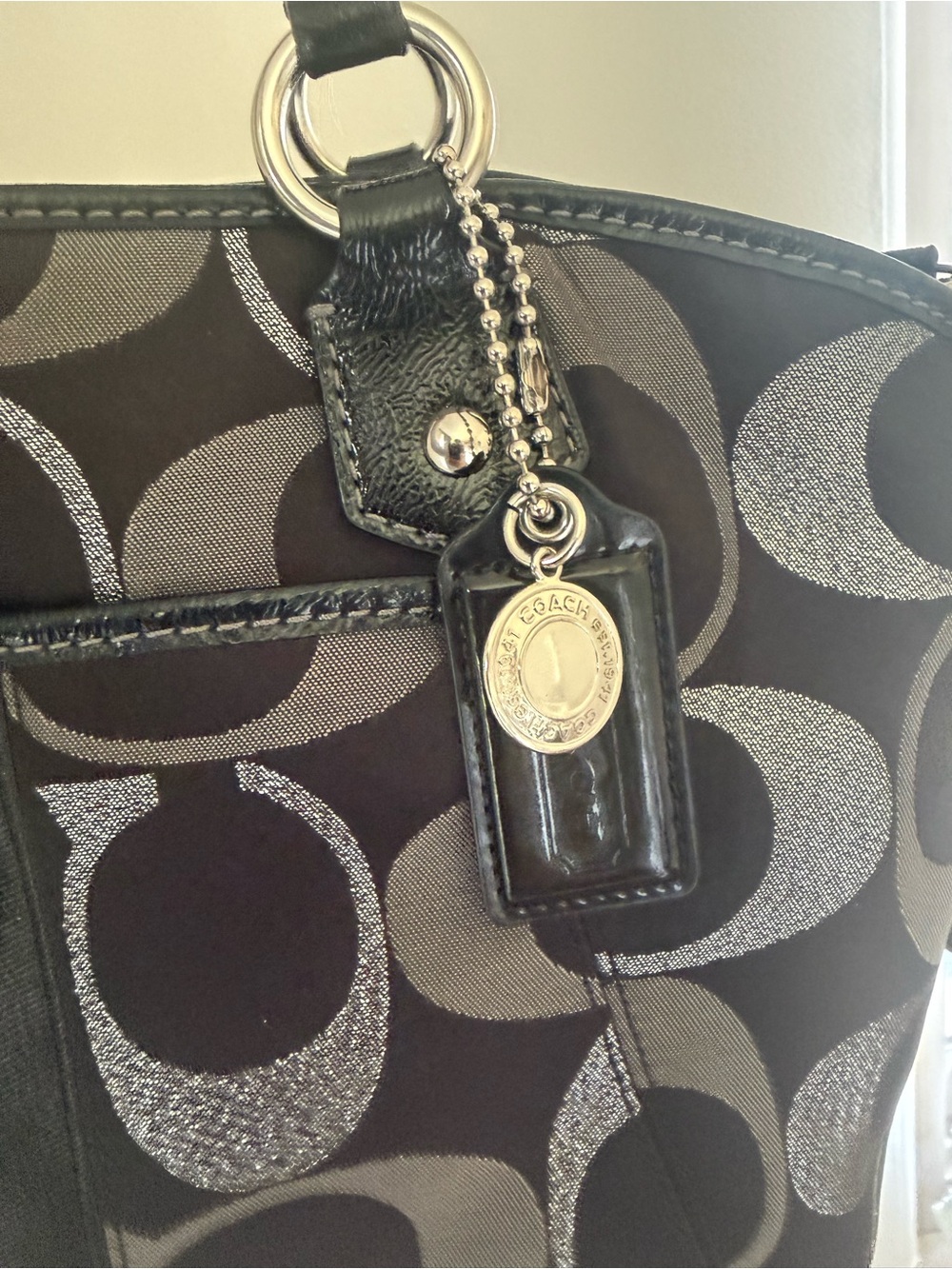 Coach Black and Gray Signature Tote with Detachable Wristlet - Picture 3 of 9